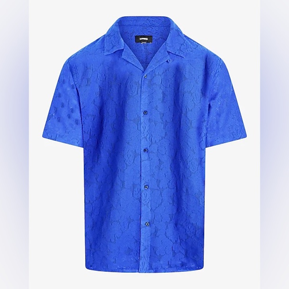 EXPRESS Blue Floral Button down